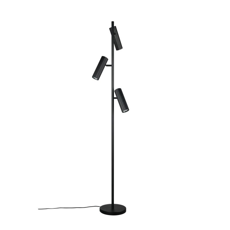 Trio-467700332 - Soka - Matt Black Ribbed 3 Light Floor Lamp