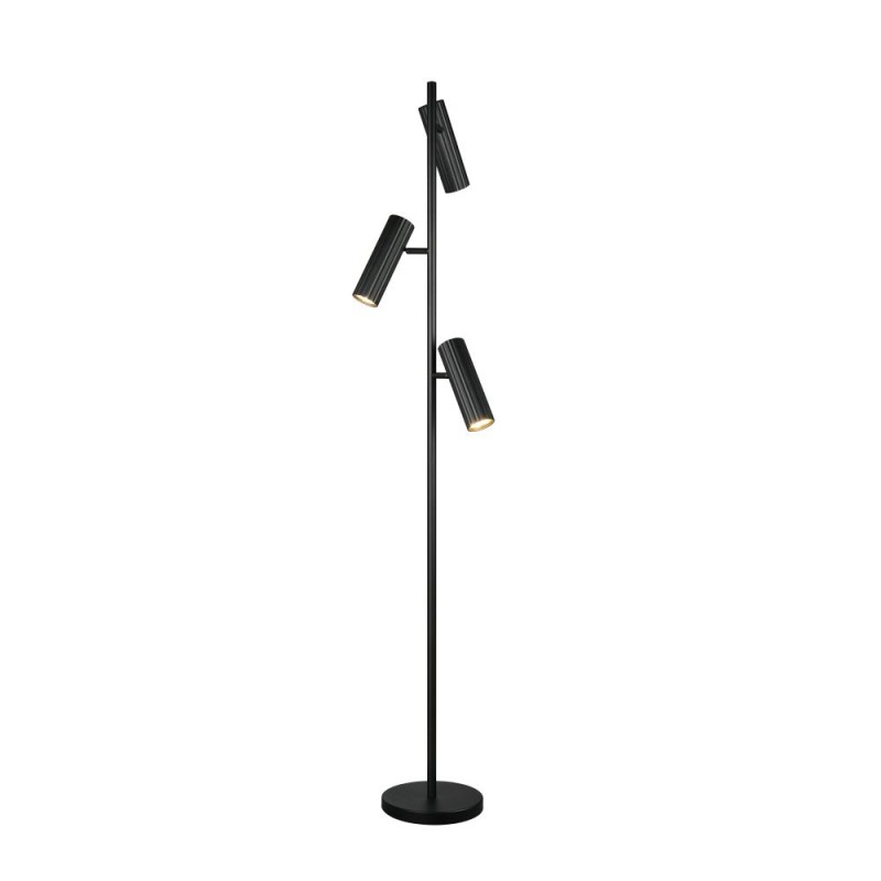 Trio-467700332 - Soka - Matt Black Ribbed 3 Light Floor Lamp
