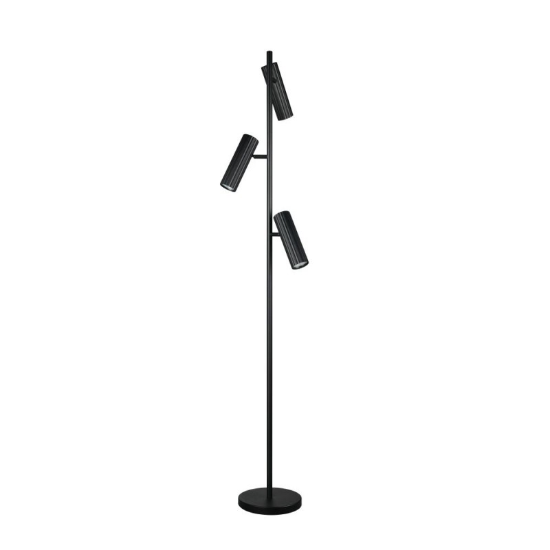 Trio-467700332 - Soka - Matt Black Ribbed 3 Light Floor Lamp