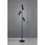Soka - Matt Black Ribbed 3 Light Floor Lamp