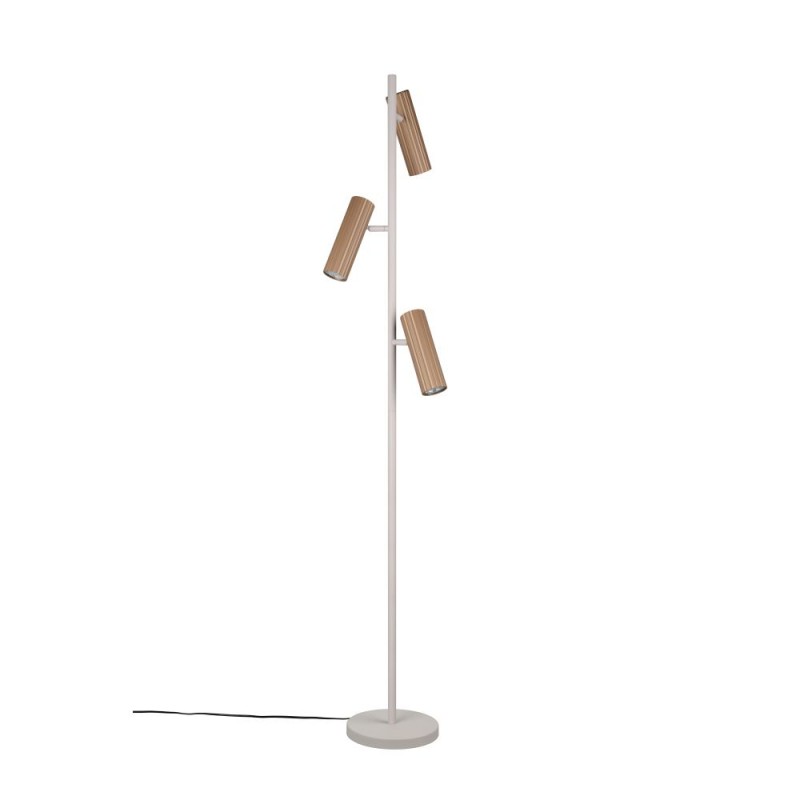 Trio-467700365 - Soka - Coffee & Warm Grey Ribbed Floor Lamp