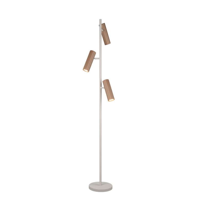 Trio-467700365 - Soka - Coffee & Warm Grey Ribbed Floor Lamp