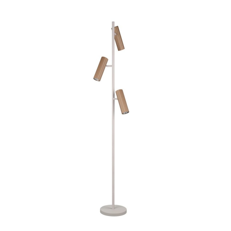 Trio-467700365 - Soka - Coffee & Warm Grey Ribbed Floor Lamp