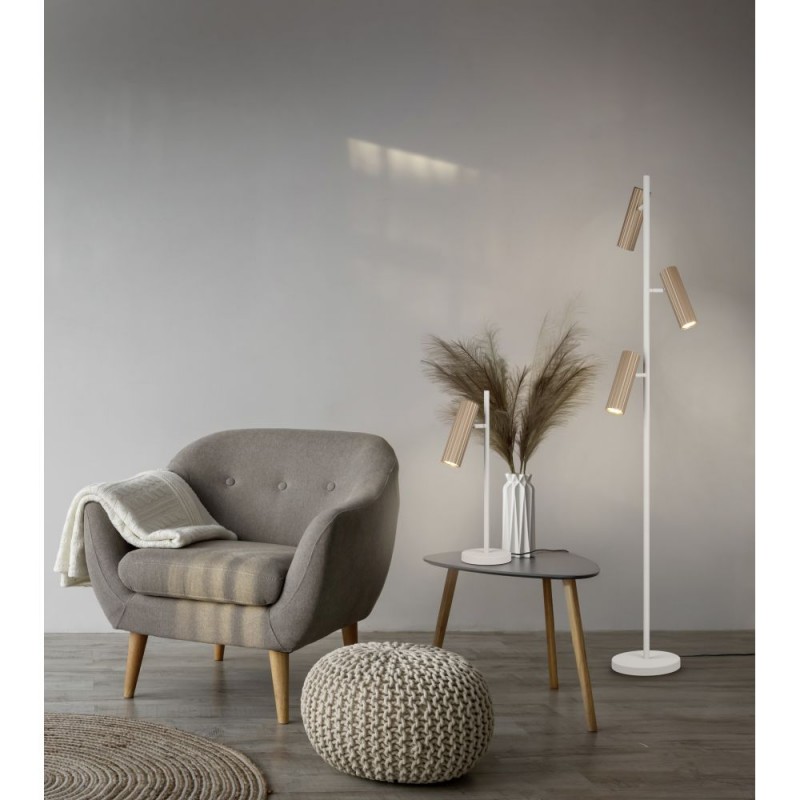 Trio-467700365 - Soka - Coffee & Warm Grey Ribbed Floor Lamp