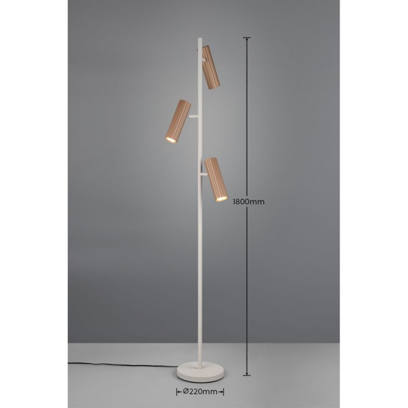 Trio-467700365 - Soka - Coffee & Warm Grey Ribbed Floor Lamp