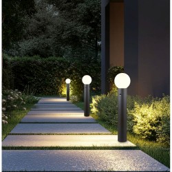 Mures - Anthracite PIR Post with White Glass IP44