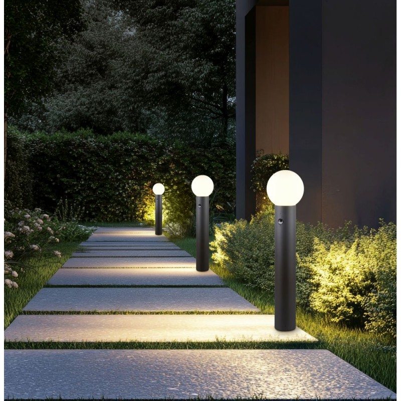 Trio-469869142 - Mures - Anthracite PIR Post with White Glass IP44