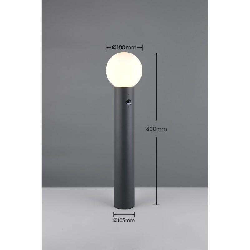 Trio-469869142 - Mures - Anthracite PIR Post with White Glass IP44