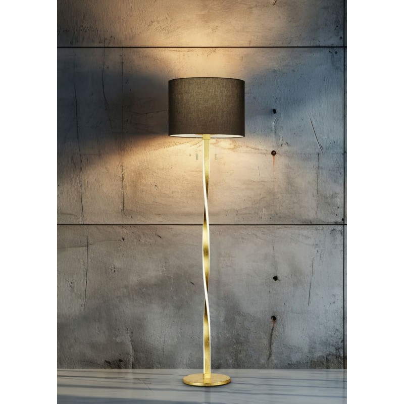 - Nandor - Gold LED Floor Lamp with Black Shade Trio-475310379 - Nandor - Gold LED Floor Lamp with Black Shade