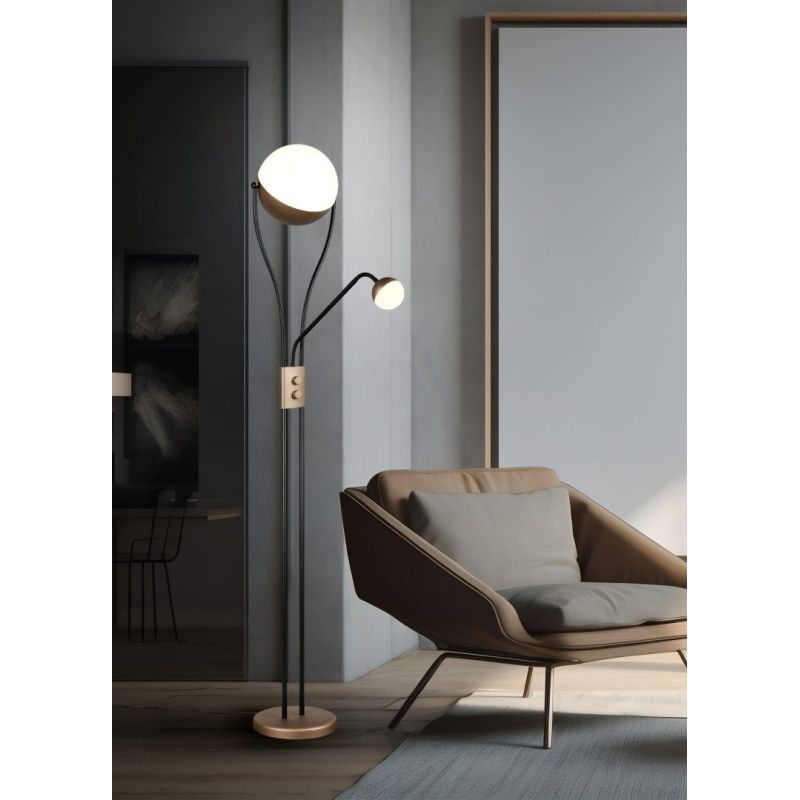 Trio-478310265 - Chris - Coffee Mother & Child LED Floor Lamp with Crystal Effect