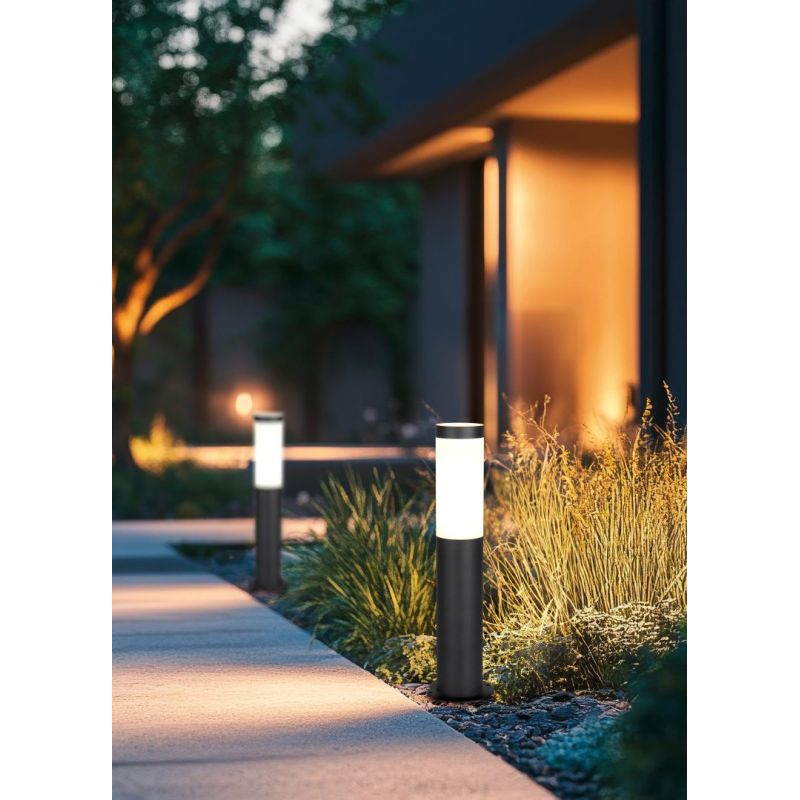 - Trioto - Matt Black Bollard with White Diffuser Trio-509760132 - Trioto - Matt Black Bollard with White Diffuser