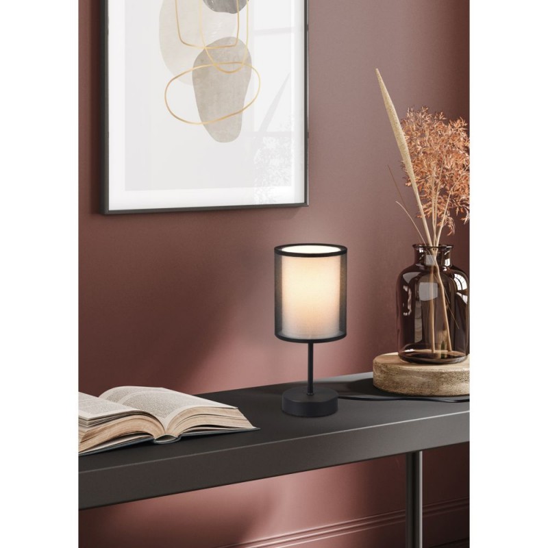 Trio-511400132 - Burton - Black Table Lamp with White & Transparent Black Shade