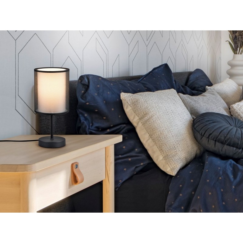 Trio-511400132 - Burton - Black Table Lamp with White & Transparent Black Shade