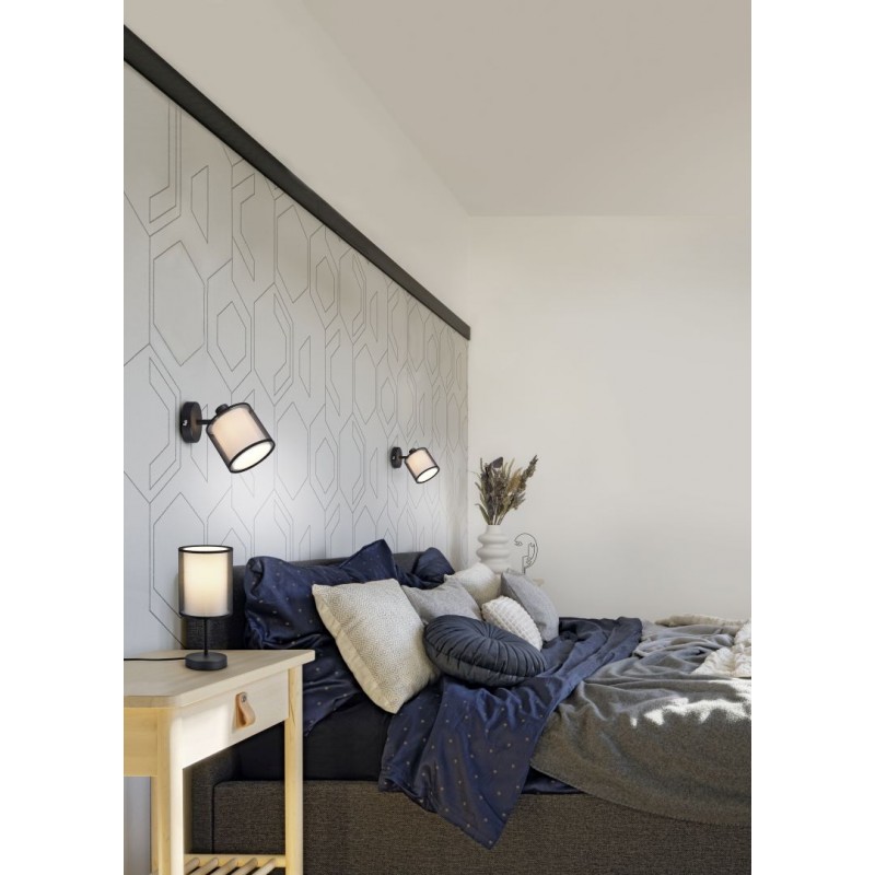 Trio-511400132 - Burton - Black Table Lamp with White & Transparent Black Shade