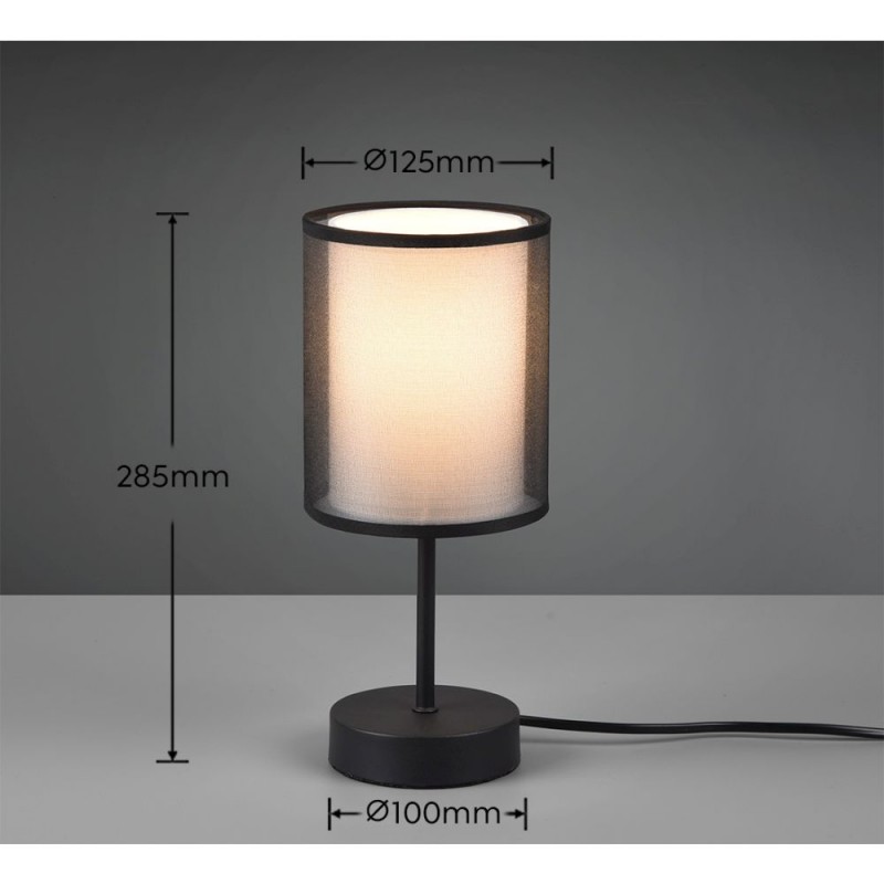 Trio-511400132 - Burton - Black Table Lamp with White & Transparent Black Shade