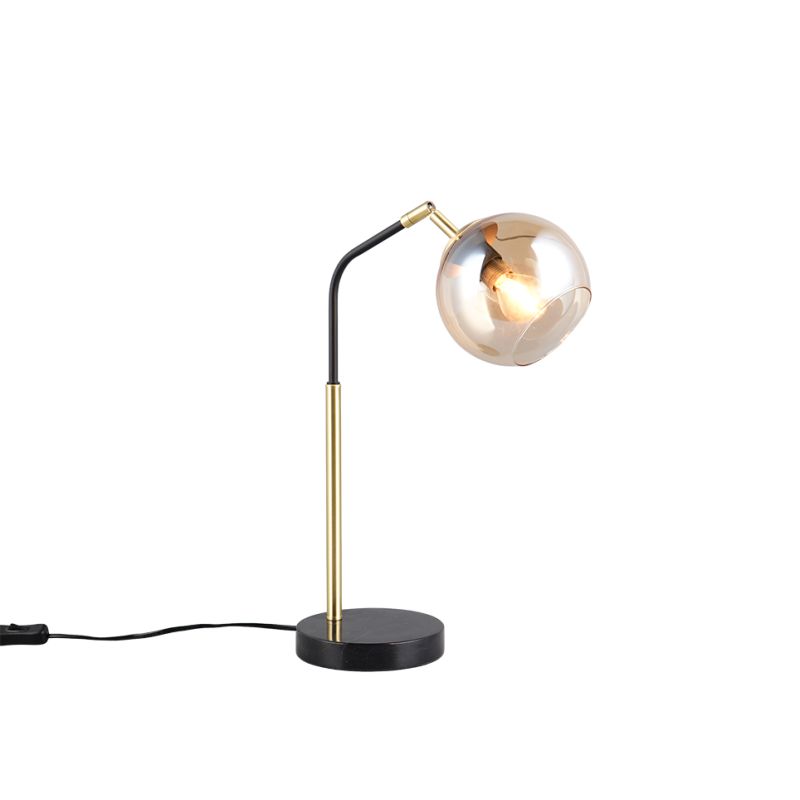 Trio-516900180 - Paxton - Black & Gold Table Lamp with Amber Glass