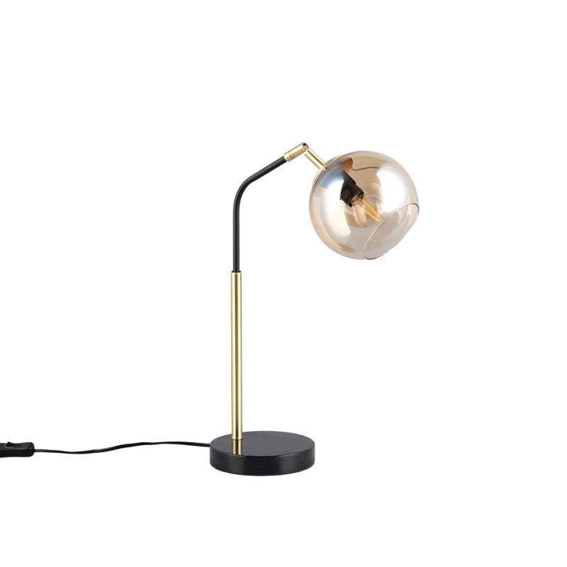 Trio-516900180 - Paxton - Black & Gold Table Lamp with Amber Glass