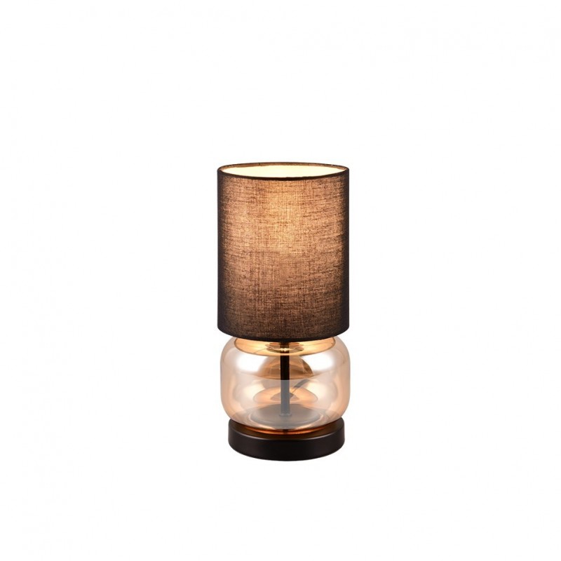 - Elio - Amber Glass & Black Table Lamp with Black Shade Trio-517800113 - Elio - Amber Glass & Black Table Lamp with Black Shade