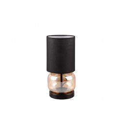 Elio - Amber Glass & Black Table Lamp with Black Shade Elio - Amber Glass & Black Table Lamp with Black Shade