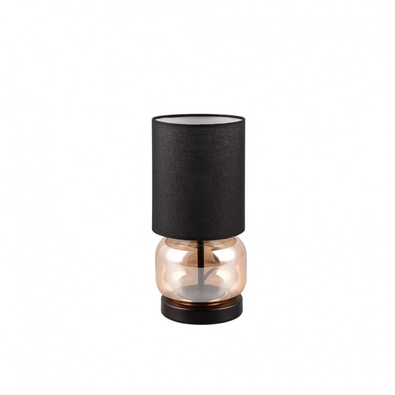 - Elio - Amber Glass & Black Table Lamp with Black Shade Trio-517800113 - Elio - Amber Glass & Black Table Lamp with Black Shade
