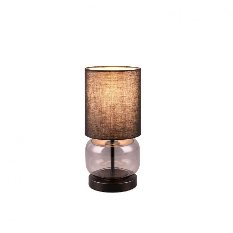 - Elio - Smoked Glass & Black Table Lamp with Black Shade Trio-517800154 - Elio - Smoked Glass & Black Table Lamp with Black Shade