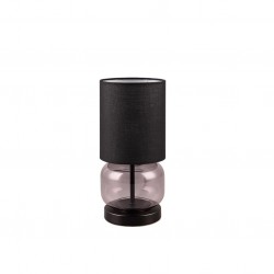 Elio - Smoked Glass & Black Table Lamp with Black Shade Elio - Smoked Glass & Black Table Lamp with Black Shade