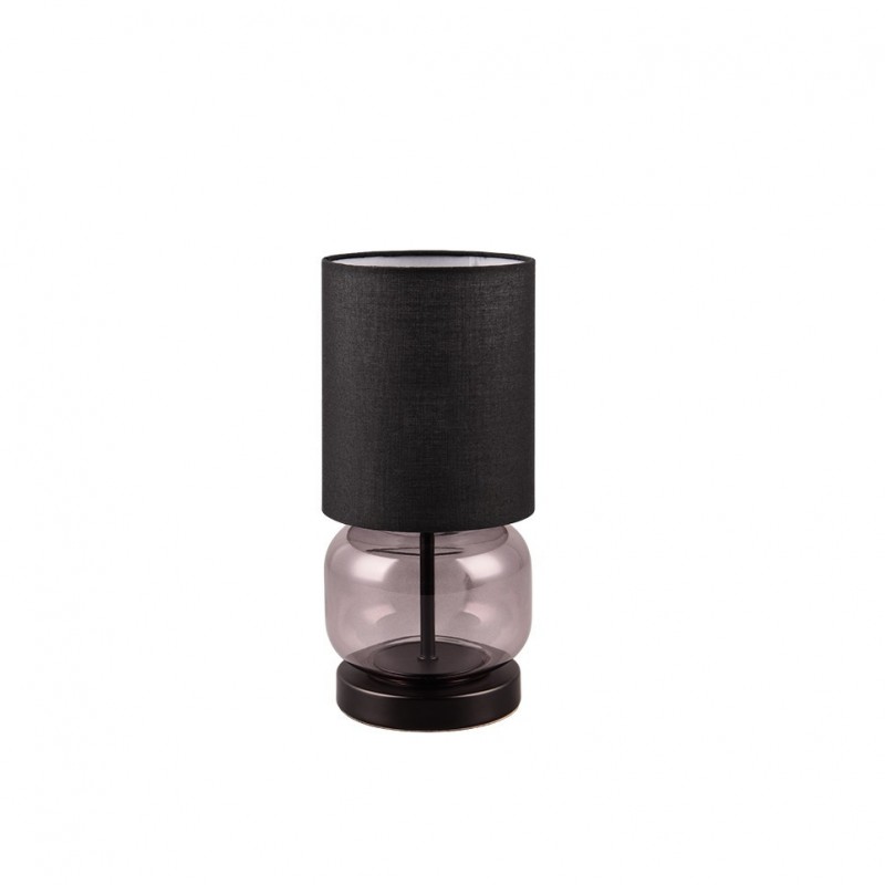 - Elio - Smoked Glass & Black Table Lamp with Black Shade Trio-517800154 - Elio - Smoked Glass & Black Table Lamp with Black Shade