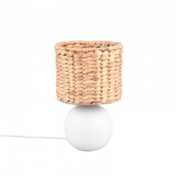 Vina - White Ceramic Table Lamp with Natural Seagrass