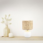 Vina - White Ceramic Table Lamp with Natural Seagrass