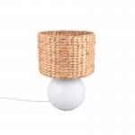 Vina - White Ceramic Table Lamp with Natural Seagrass