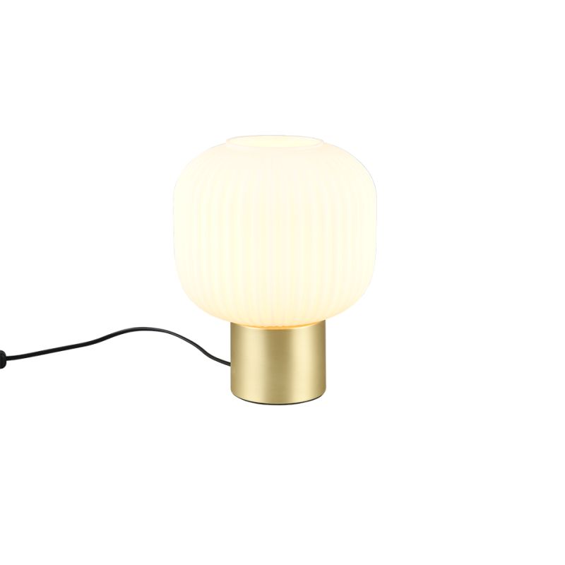 - Diva - Matt Brass Table Lamp with Ribbed White Glass Trio-519800108 - Diva - Matt Brass Table Lamp with Ribbed White Glass