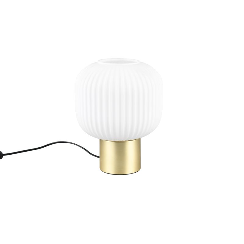 - Diva - Matt Brass Table Lamp with Ribbed White Glass Trio-519800108 - Diva - Matt Brass Table Lamp with Ribbed White Glass
