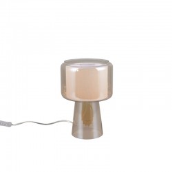 Rocka - Amber Glass Table Lamp with White Fabric Shade