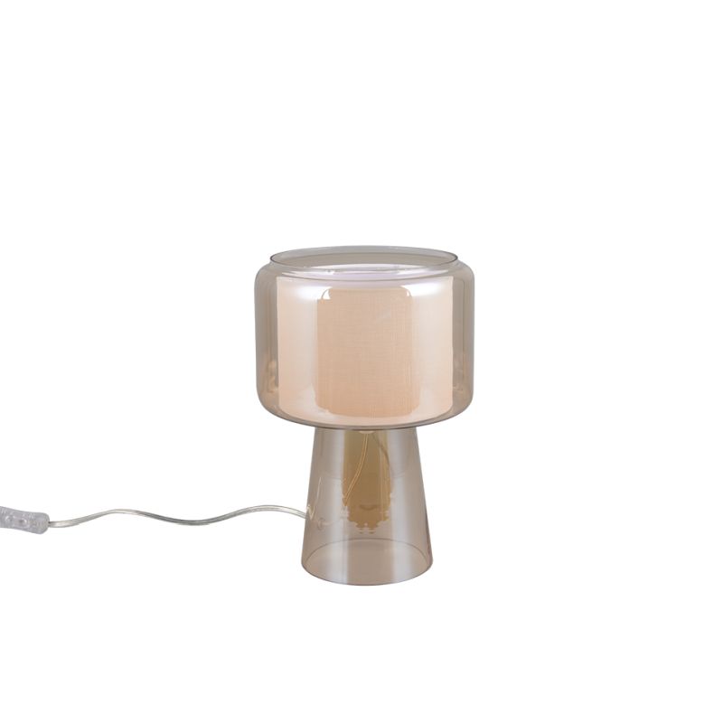- Rocka - Amber Glass Table Lamp with White Fabric Shade Trio-519900113 - Rocka - Amber Glass Table Lamp with White Fabric Shade