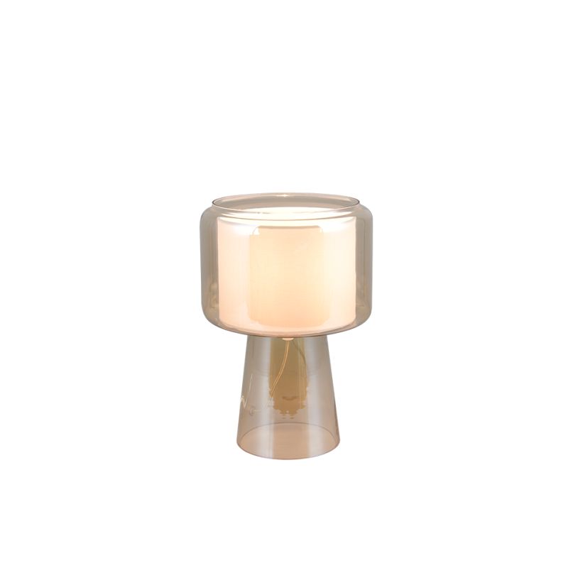 - Rocka - Amber Glass Table Lamp with White Fabric Shade Trio-519900113 - Rocka - Amber Glass Table Lamp with White Fabric Shade