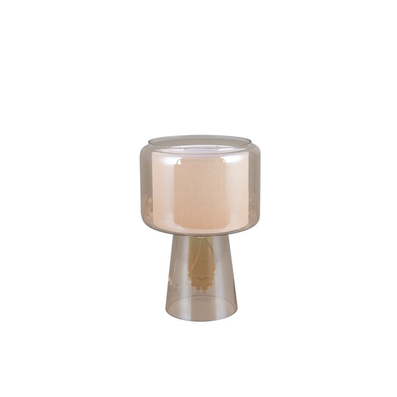 - Rocka - Amber Glass Table Lamp with White Fabric Shade Trio-519900113 - Rocka - Amber Glass Table Lamp with White Fabric Shade