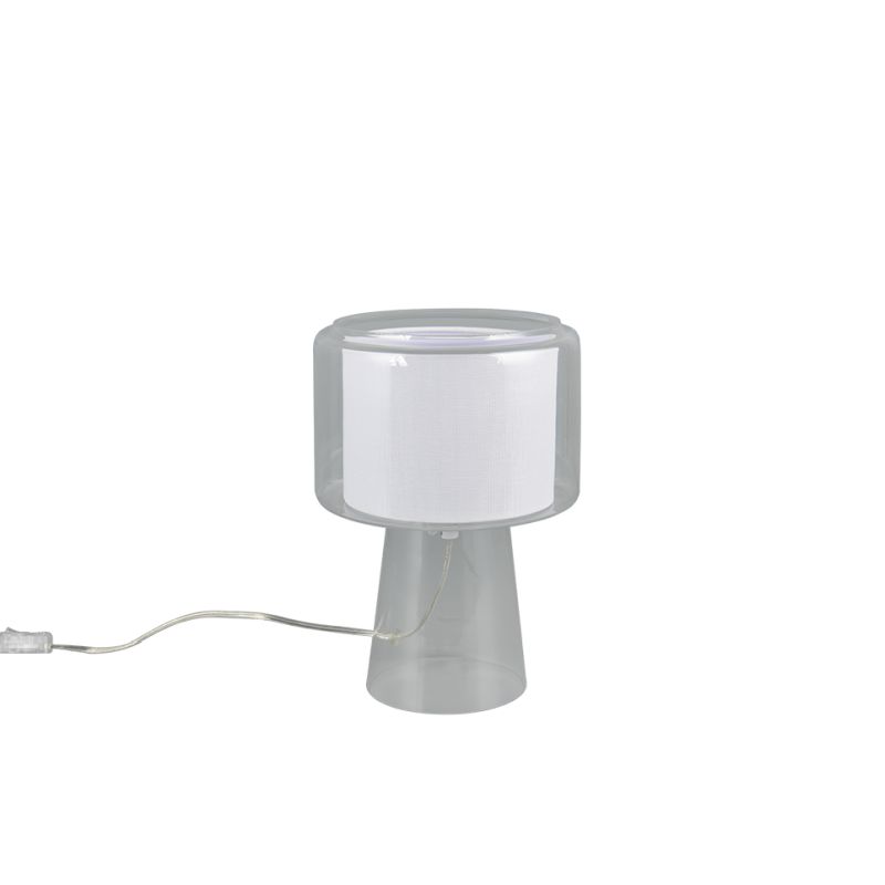 - Rocka - Transparent Glass Table Lamp with White Fabric Shade Trio-519900152 - Rocka - Transparent Glass Table Lamp with White Fabric Shade