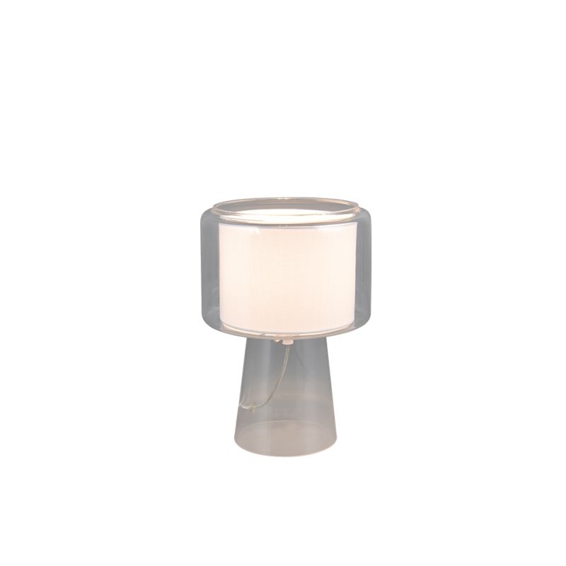 - Rocka - Transparent Glass Table Lamp with White Fabric Shade Trio-519900152 - Rocka - Transparent Glass Table Lamp with White Fabric Shade