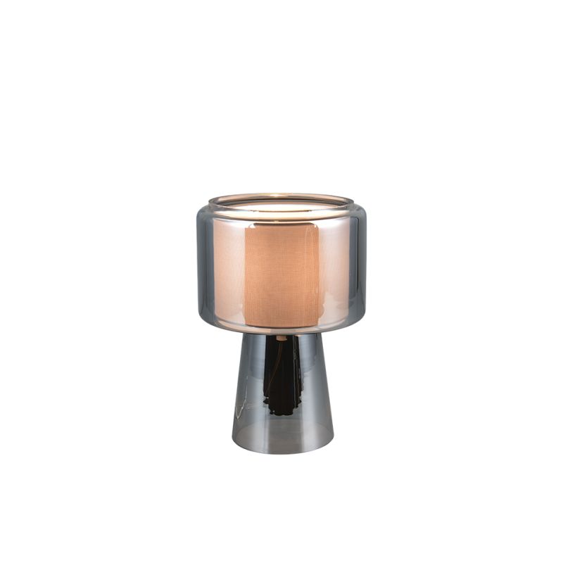 - Rocka - Chrome Glass Table Lamp with White Fabric Shade Trio-519900157 - Rocka - Chrome Glass Table Lamp with White Fabric Shade