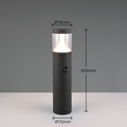 Tagus - Anthracite CCT Sensor Bollard with Clear Diffuser IP54