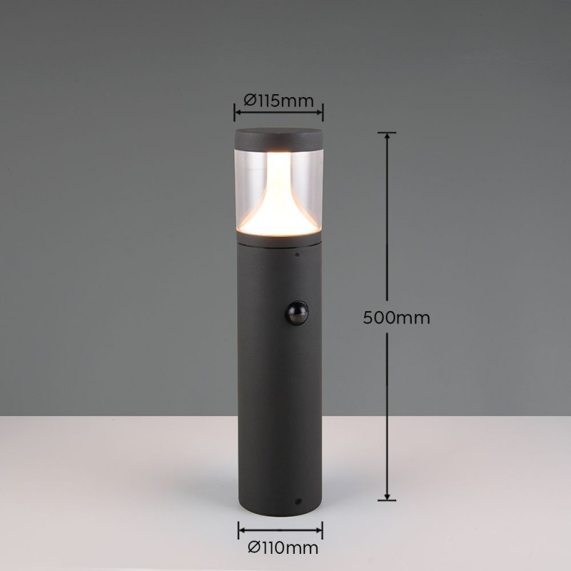 Trio-538569142 - Tagus - Anthracite CCT Sensor Bollard with Clear Diffuser IP54