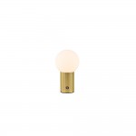 Tauris - Matt Brass Rechargeable Table Lamp with White Glass