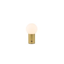 Tauris - Matt Brass Rechargeable Table Lamp with White Glass