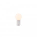Tauris - Matt White Rechargeable Table Lamp with White Glass