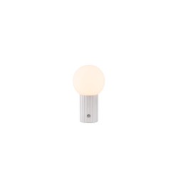 Tauris - Matt White Rechargeable Table Lamp with White Glass
