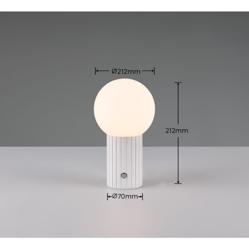 Trio-543510131 - Tauris - Matt White Rechargeable Table Lamp with White Glass