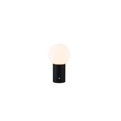 Tauris - Matt Black Rechargeable Table Lamp with White Glass