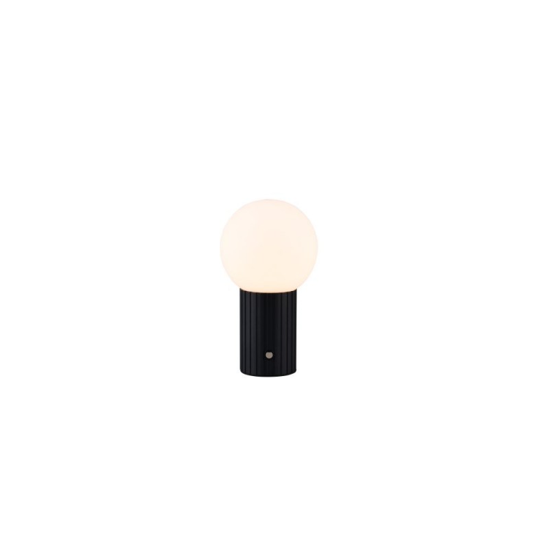 Trio-543510132 - Tauris - Matt Black Rechargeable Table Lamp with White Glass
