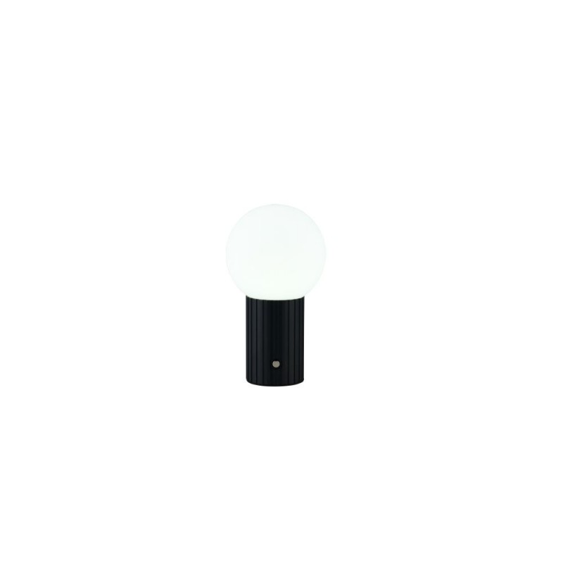 Trio-543510132 - Tauris - Matt Black Rechargeable Table Lamp with White Glass