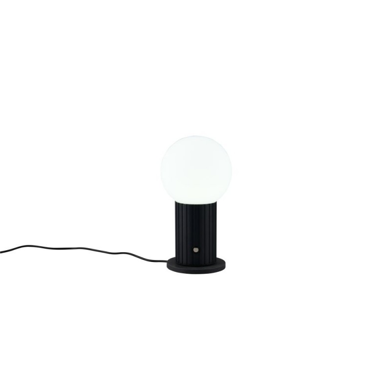 Trio-543510132 - Tauris - Matt Black Rechargeable Table Lamp with White Glass